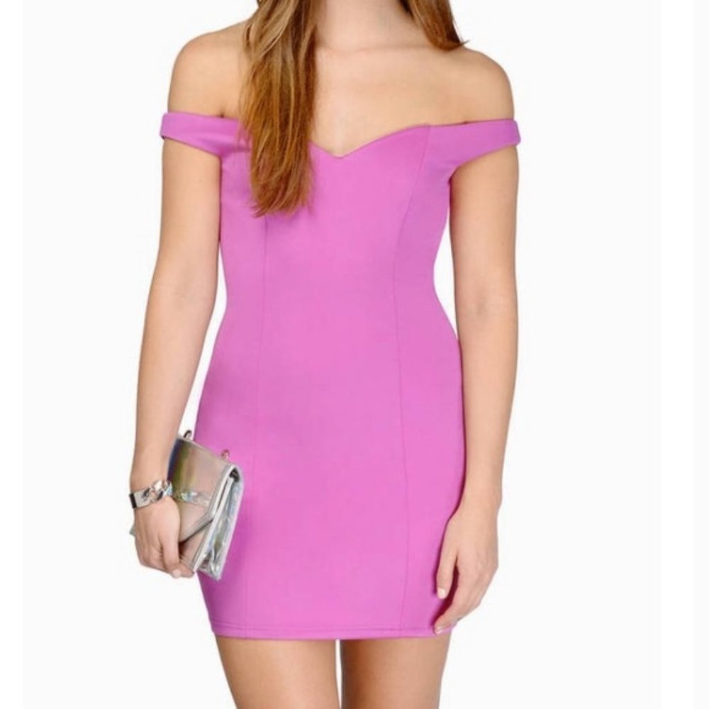 TOBI Hot Pink off-the-shoulder mini dress